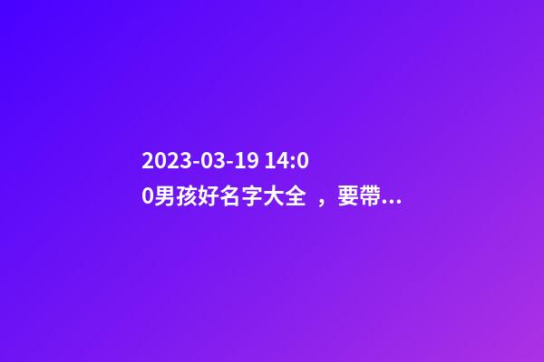 2023-03-19 14:00男孩好名字大全，要帶五行八字的哦